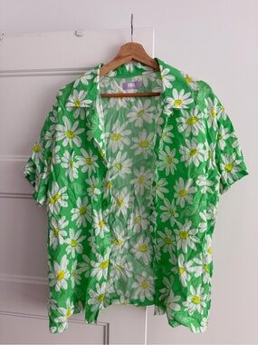 ERL Green Daisy Print Short-Sleeve Shirt